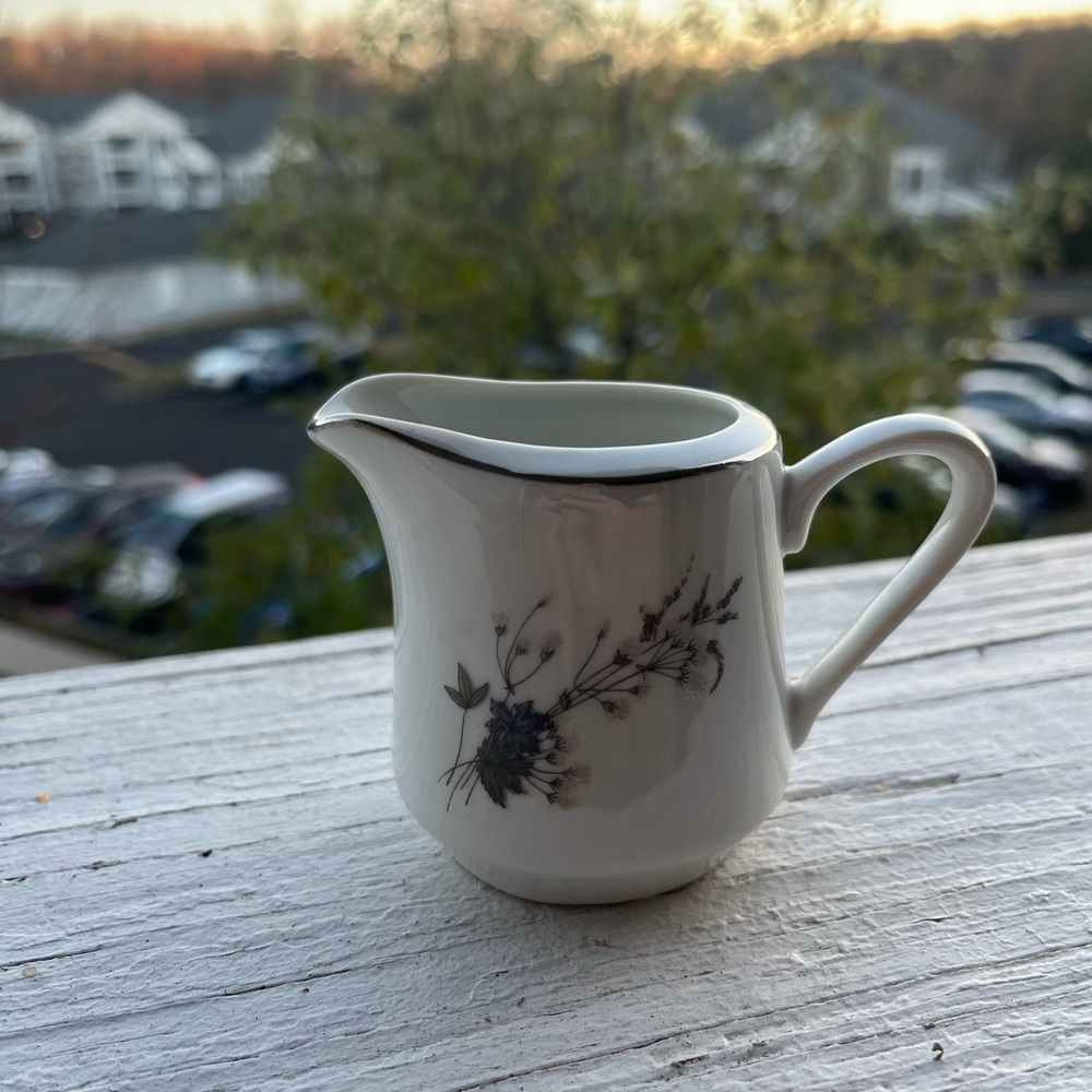 Floral White Creamer Pitcher